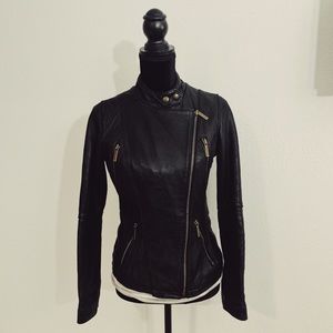 Michael Kors Asymmetrical Leather Moto Jacket